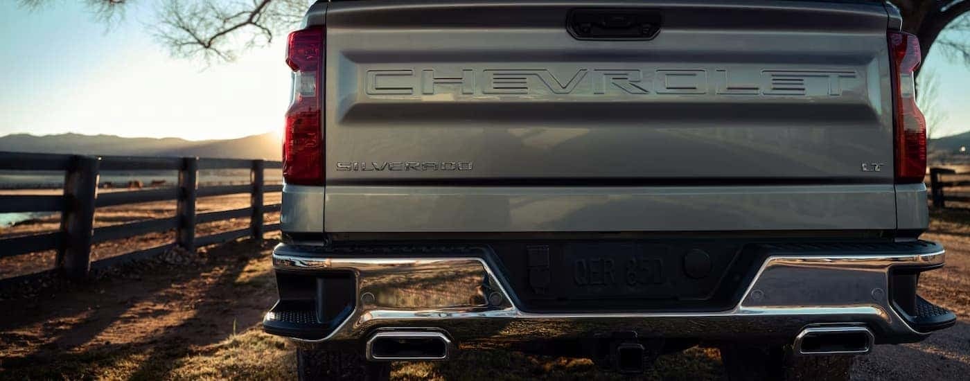 Rear liftgate on a grey 2026 Chevy Silverado 1500