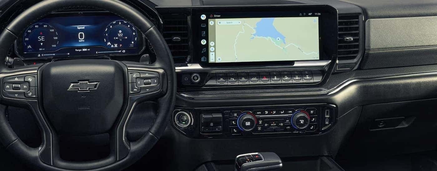 Infotainment and digital gauge cluster on a 2026 Chevy Silverado 1500